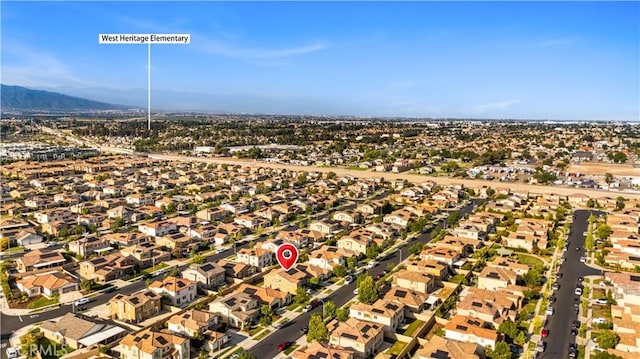 13126 Flagstaff Dr, Rancho Cucamonga, CA 91739 - aerial overview of property's location with nearby suburban area and mountains