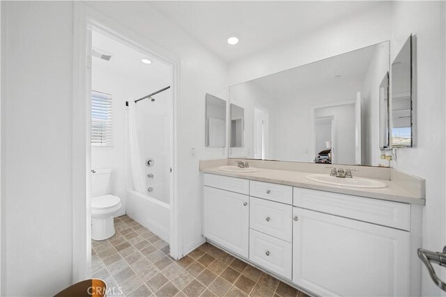 13126 Flagstaff Dr, Rancho Cucamonga, CA 91739 - bathroom featuring double vanity, tub / shower combination, and recessed lighting