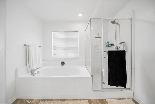 13126 Flagstaff Dr, Rancho Cucamonga, CA 91739 - full bath featuring a garden tub, a shower stall, and recessed lighting