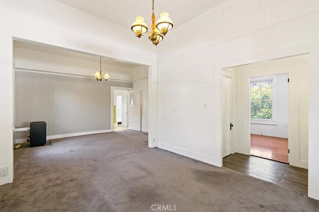 863 Chorro St, San Luis Obispo, CA 93401 - carpeted spare room featuring a chandelier and a high ceiling
