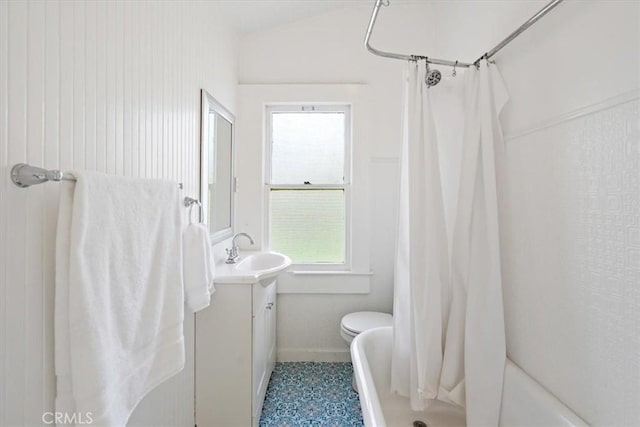 863 Chorro St, San Luis Obispo, CA 93401 - full bathroom with vanity and shower / tub combo with curtain