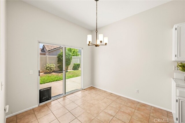 33546 Maplewood Ct, Temecula, CA 92592 - unfurnished dining area featuring a chandelier and light tile patterned flooring