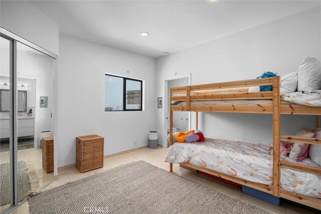 4698 Morro Dr, Woodland Hills, CA 91364 - tiled bedroom featuring recessed lighting