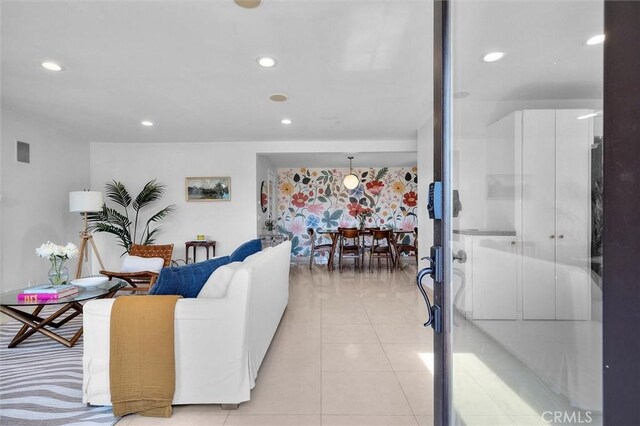 4698 Morro Dr, Woodland Hills, CA 91364 - living area with recessed lighting and light tile patterned flooring