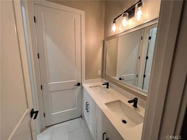 22046 Fig Tree Ln, Chatsworth, CA 91311 - full bathroom with double vanity and tile patterned flooring