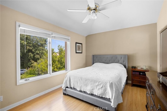 4324 Park Verdi, Calabasas, CA 91302 - bedroom featuring light wood-style floors, vaulted ceiling, and a ceiling fan