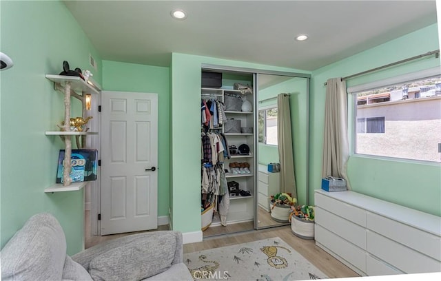 9418 Via Patricia Unit 30, Burbank, CA 91504 - bedroom featuring light wood finished floors, a closet, and recessed lighting