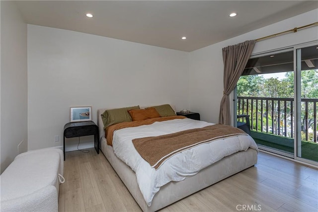 9418 Via Patricia Unit 30, Burbank, CA 91504 - bedroom featuring access to outside, light wood-style flooring, and recessed lighting