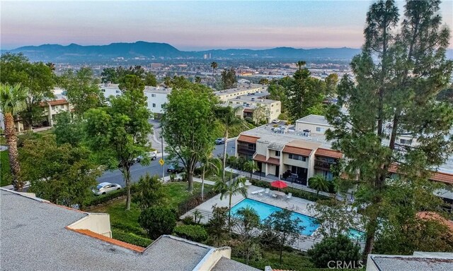 9418 Via Patricia Unit 30, Burbank, CA 91504 - aerial view at dusk of view of pool