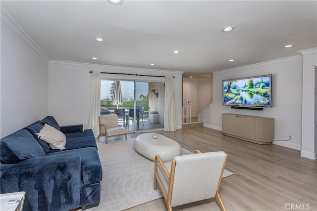 9418 Via Patricia Unit 30, Burbank, CA 91504 - living area with crown molding, light wood finished floors, and recessed lighting