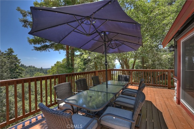 582 Sunset View Rd, Twin Peaks, CA 92391 - wooden deck featuring outdoor dining area