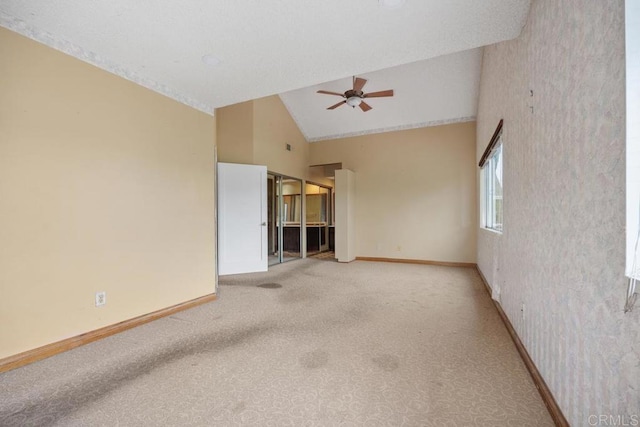 4556 Mariners Bay, Oceanside, CA 92057 - spare room featuring a ceiling fan, carpet floors, and high vaulted ceiling