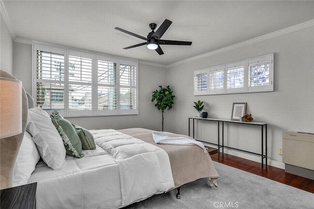2662 E 2nd St Unit E1, Long Beach, CA 90803 - bedroom featuring wood finished floors, ornamental molding, and ceiling fan