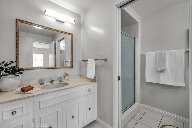 2662 E 2nd St Unit E1, Long Beach, CA 90803 - full bath with a stall shower, vanity, and tile patterned floors