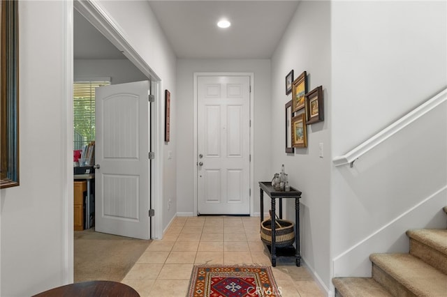 12200 White Rapids Way, Bakersfield, CA 93311 - entrance foyer with stairway, light tile patterned floors, and recessed lighting