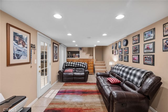 40139 15th St W, Palmdale, CA 93551 - living area with recessed lighting, stairway, and light tile patterned floors