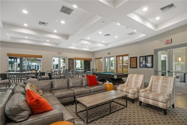 13131 Park Pl Unit 102, Hawthorne, CA 90250 - lobby with coffered ceiling, recessed lighting, and beam ceiling