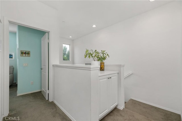13131 Park Pl Unit 102, Hawthorne, CA 90250 - hallway featuring carpet, an upstairs landing, and recessed lighting