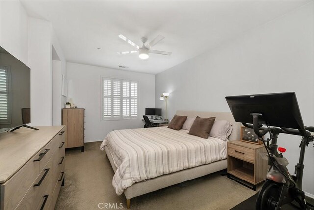 13131 Park Pl Unit 102, Hawthorne, CA 90250 - bedroom with light carpet and ceiling fan