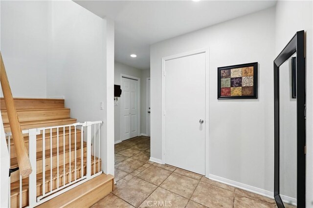 30156 Lexington Dr, Castaic, CA 91384 - hall featuring recessed lighting, stairs, and light tile patterned flooring