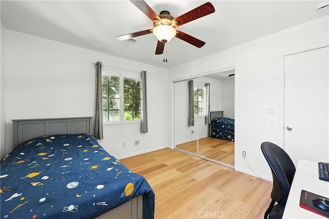 30156 Lexington Dr, Castaic, CA 91384 - bedroom with wood finished floors, a desk, a ceiling fan, and a closet