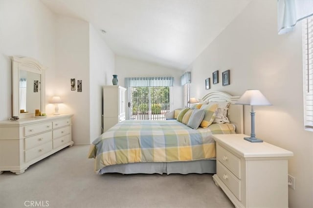 40209 Corte Peralta, Murrieta, CA 92562 - bedroom featuring light carpet, high vaulted ceiling, and access to exterior