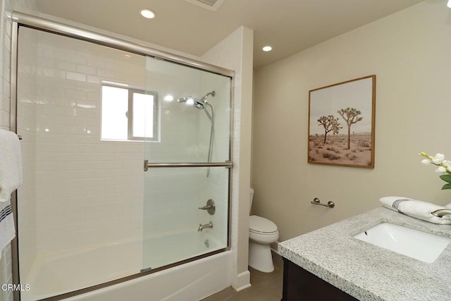 5026 Doreen Ave, Temple City, CA 91780 - full bath featuring vanity, enclosed tub / shower combo, and recessed lighting