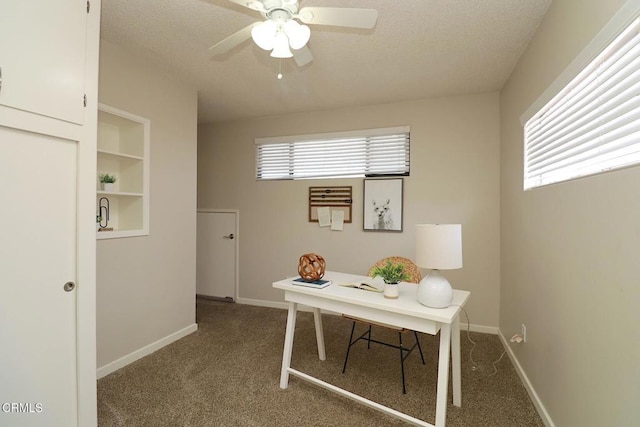 5026 Doreen Ave, Temple City, CA 91780 - carpeted home office with ceiling fan and a textured ceiling