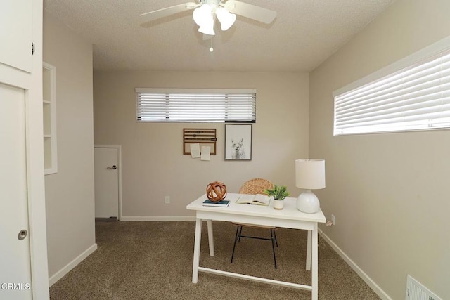 5026 Doreen Ave, Temple City, CA 91780 - carpeted office featuring ceiling fan, healthy amount of natural light, and a textured ceiling