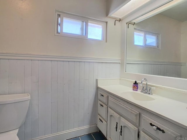 1390 Dewey Pl, Campo, CA 91906 - half bath with a wainscoted wall, plenty of natural light, and vanity