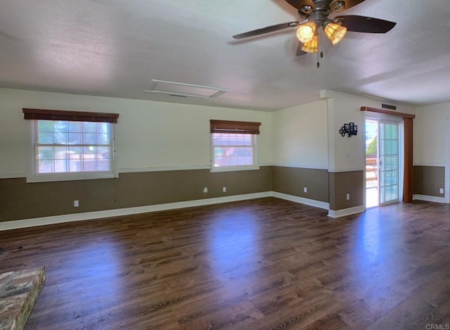 1390 Dewey Pl, Campo, CA 91906 - unfurnished room featuring plenty of natural light, dark wood-style flooring, and ceiling fan