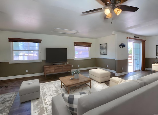 1390 Dewey Pl, Campo, CA 91906 - living room featuring wood finished floors and ceiling fan