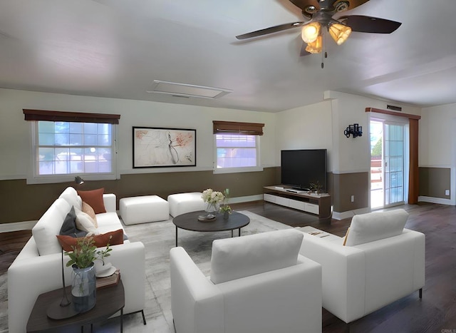 1390 Dewey Pl, Campo, CA 91906 - living room featuring wood finished floors and ceiling fan