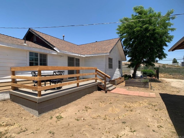 1390 Dewey Pl, Campo, CA 91906 - rear view of property with a wooden deck and a shingled roof