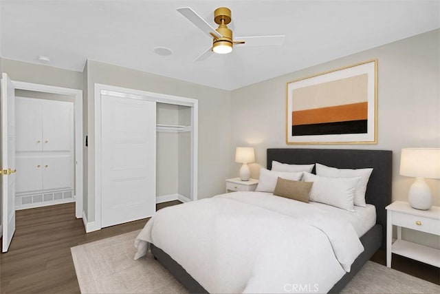 1604 N Laurel Ave, Upland, CA 91784 - bedroom with wood finished floors, a closet, and a ceiling fan