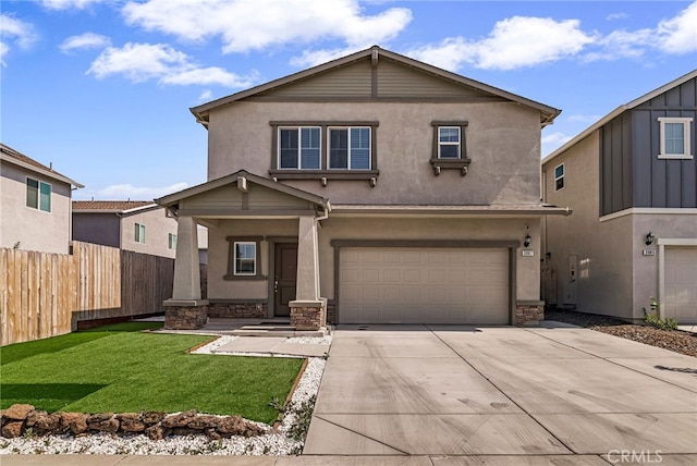 3087 Thyme Pl, Chico, CA 95928 - traditional home featuring stucco siding, a garage, concrete driveway, and stone siding