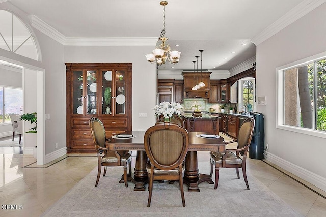 2981 Yucca Dr, Camarillo, CA 93012 - dining room featuring a chandelier and crown molding