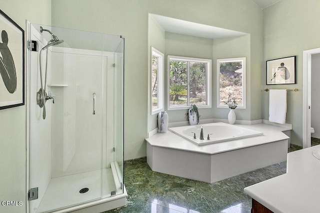2981 Yucca Dr, Camarillo, CA 93012 - full bath with a shower stall, a bath, and marble finish floors