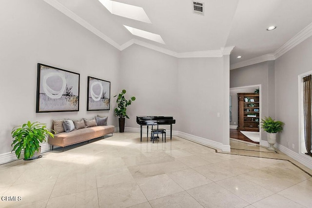 2981 Yucca Dr, Camarillo, CA 93012 - building lobby featuring crown molding, recessed lighting, and high vaulted ceiling