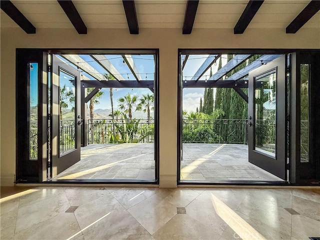 567 Lone Oak Dr, Thousand Oaks, CA 91362 - doorway to outside with beam ceiling and a sunroom