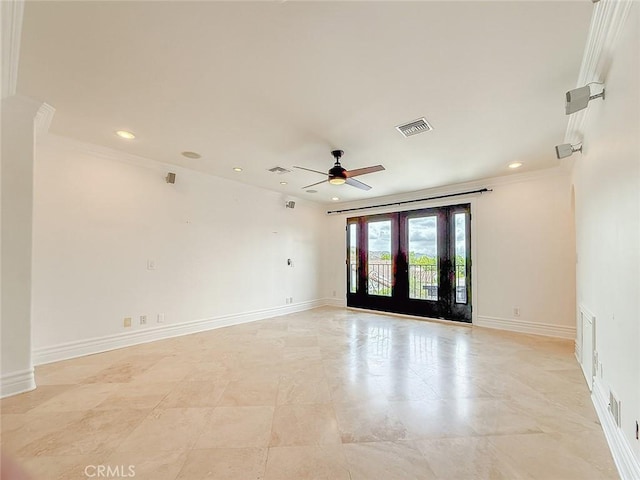 567 Lone Oak Dr, Thousand Oaks, CA 91362 - unfurnished room with a ceiling fan, recessed lighting, and crown molding