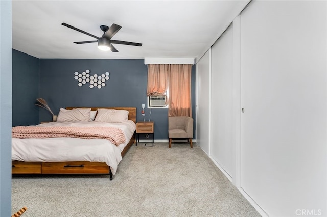 365 Hastings Ranch Rd Unit 4, Pasadena, CA 91107 - carpeted bedroom featuring cooling unit, a closet, and ceiling fan