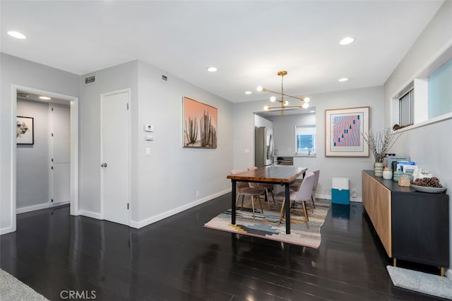 365 Hastings Ranch Rd Unit 4, Pasadena, CA 91107 - dining area featuring wood finished floors, a chandelier, and recessed lighting