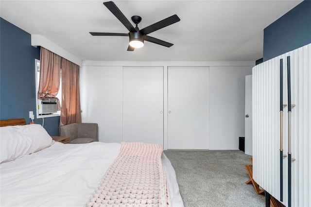 365 Hastings Ranch Rd Unit 4, Pasadena, CA 91107 - carpeted bedroom with a closet, a ceiling fan, and cooling unit