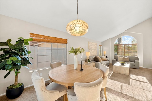 41024 Montelena Cir, Temecula, CA 92591 - carpeted dining area with lofted ceiling and baseboards