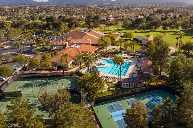 41024 Montelena Cir, Temecula, CA 92591 - aerial perspective of suburban area featuring a pool and mountains