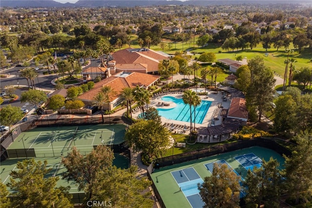 41024 Montelena Cir, Temecula, CA 92591 - aerial view of residential area with a pool area and a mountainous background