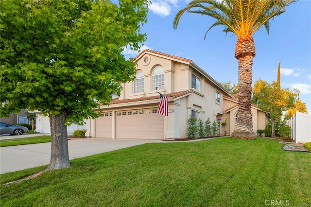 41024 Montelena Cir, Temecula, CA 92591 - mediterranean / spanish-style house with a tile roof, stucco siding, an attached garage, and concrete driveway