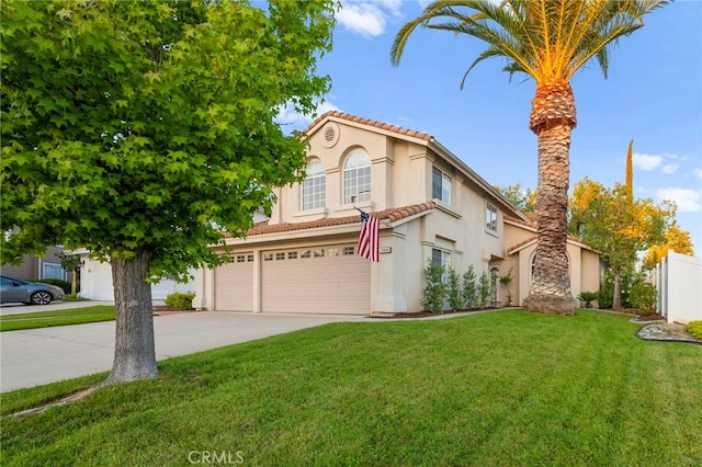 41024 Montelena Cir, Temecula, CA 92591 - mediterranean / spanish home featuring a tiled roof, a garage, stucco siding, and driveway