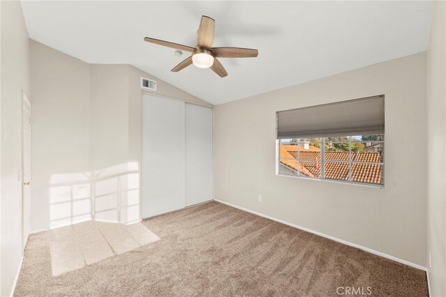41024 Montelena Cir, Temecula, CA 92591 - carpeted empty room with a ceiling fan and vaulted ceiling